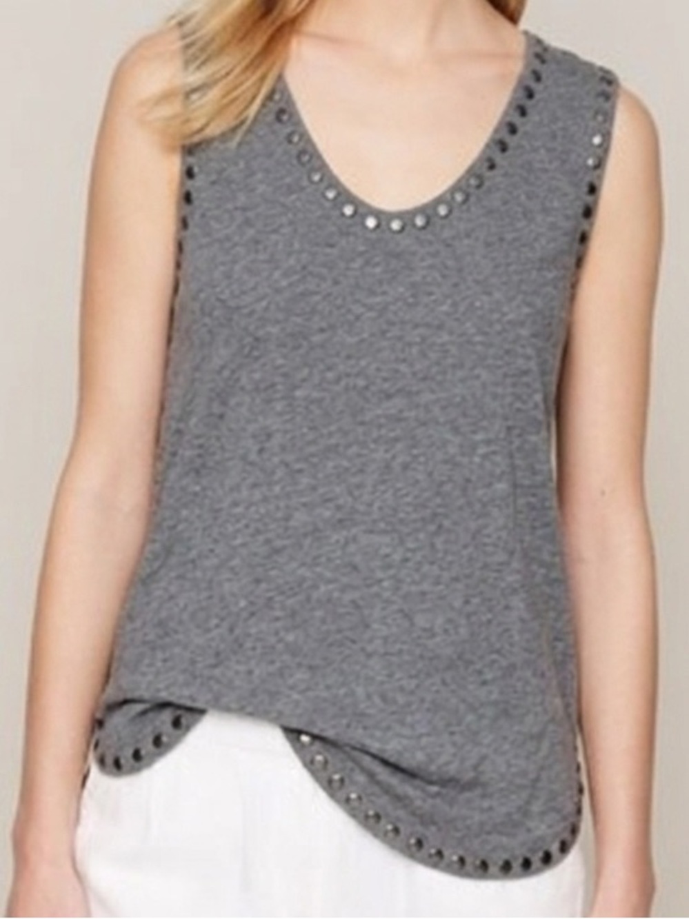 J. Crew  Grey Candie Anderson StuddedTank Top